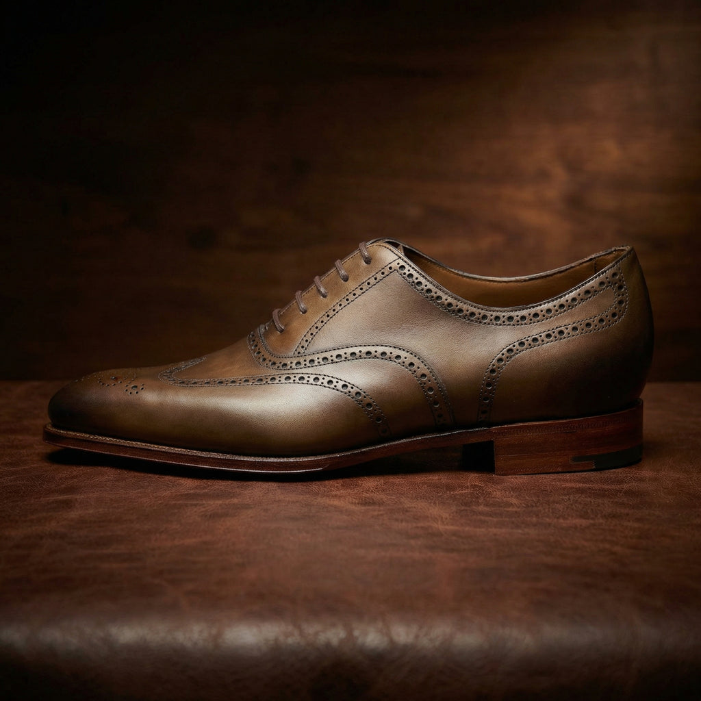 Height Increasing Olive Green Leather Wealden Oxfords