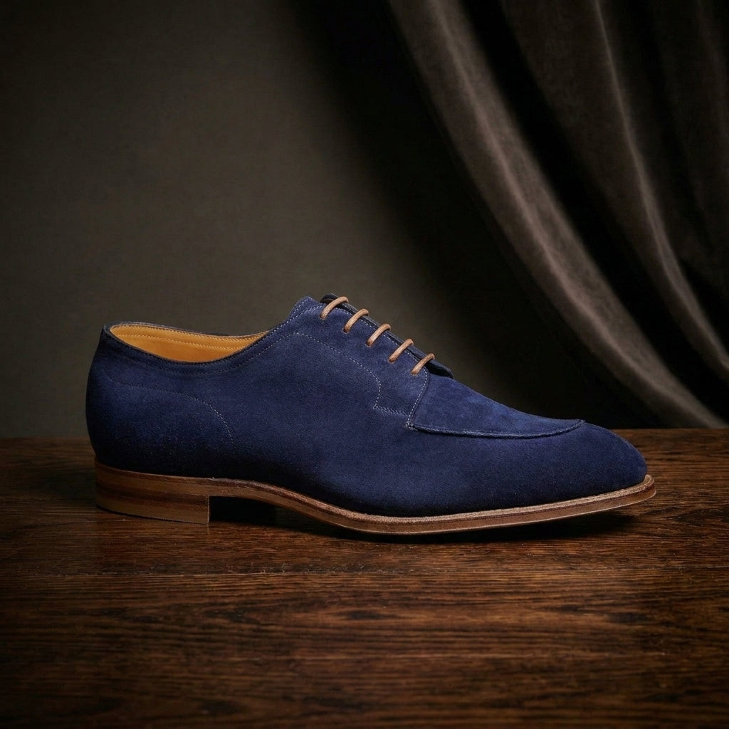 Navy Blue Suede Hamlet Derby Shoes