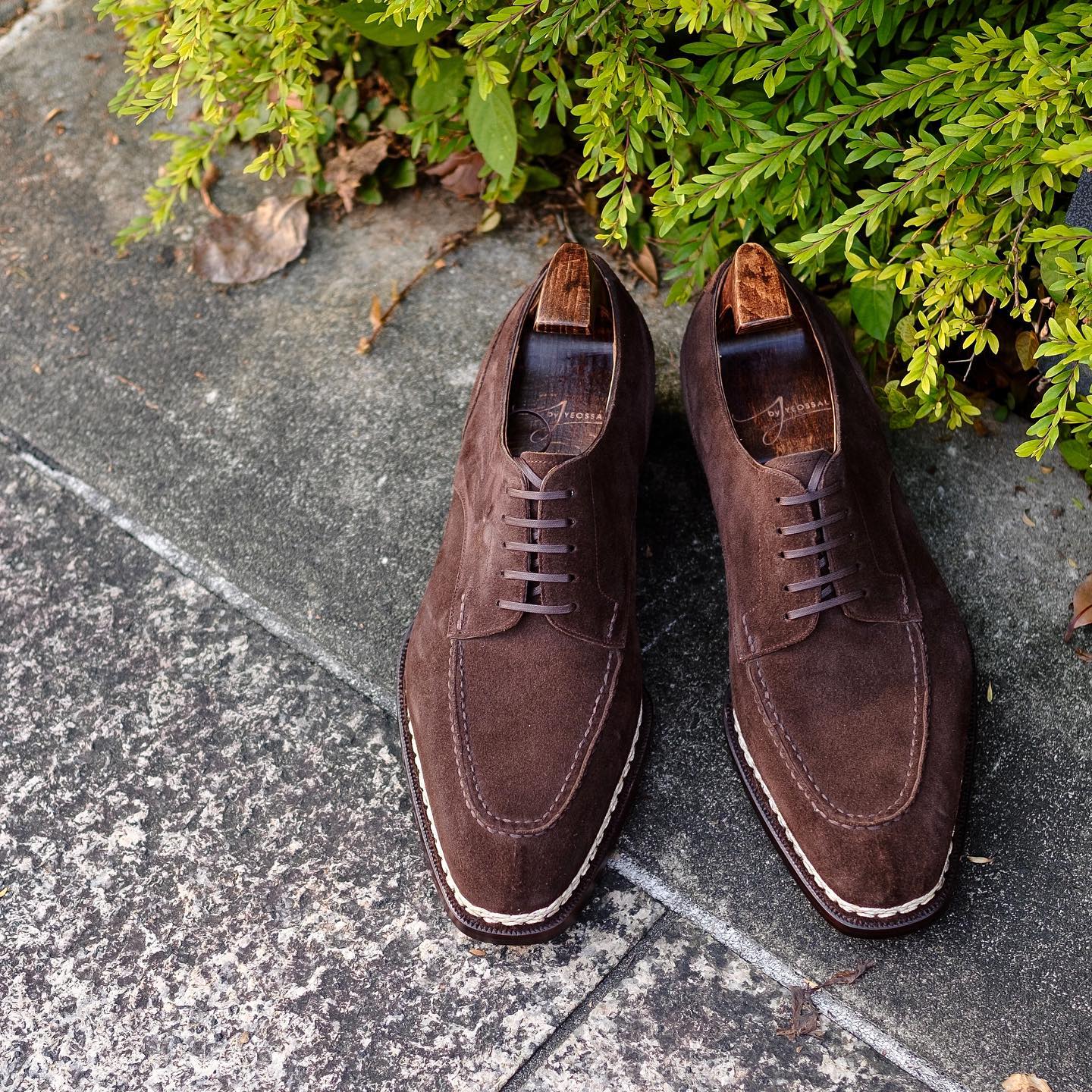 Norwegian Welted Brown Suede Larissa Derby Shoes