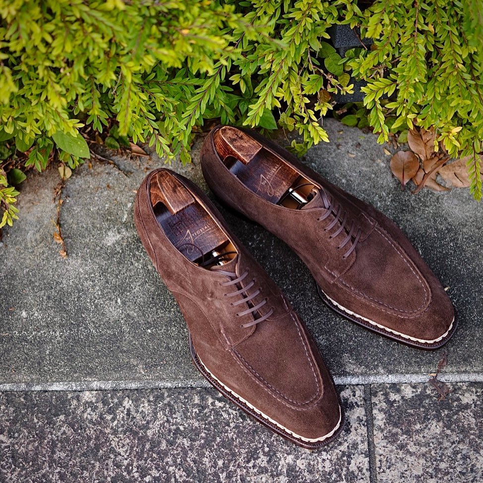 Norwegian Welted Brown Suede Larissa Derby Shoes