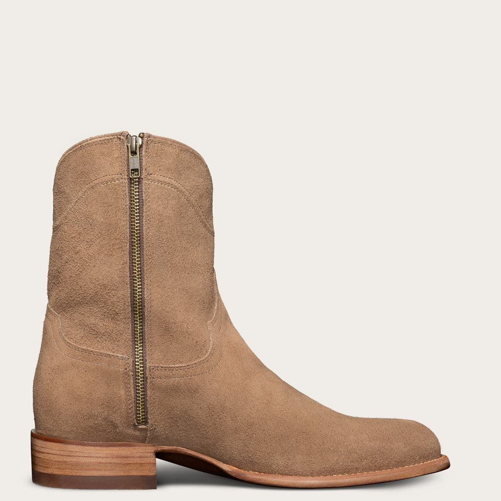 Beige Suede Bastrop Slip On Zipper Western Cowboy Boots