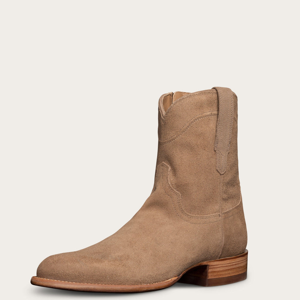 Beige Suede Bastrop Slip On Zipper Western Cowboy Boots