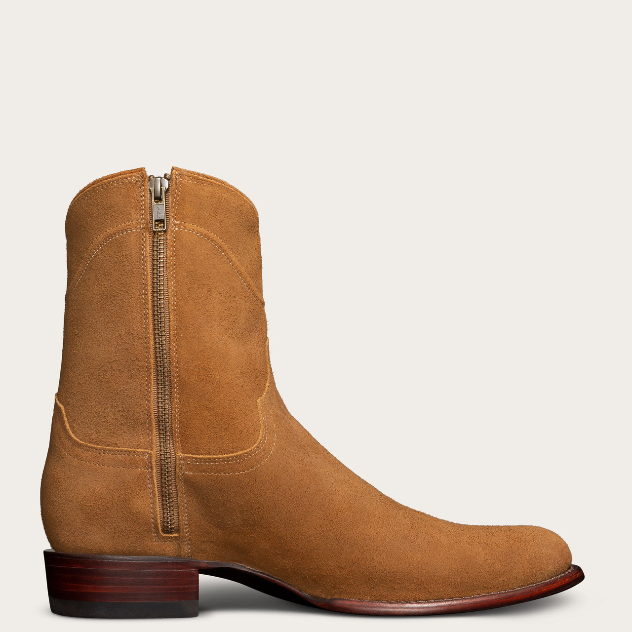 Tan Suede Bastrop Slip On Zipper Western Cowboy Boots - AW24
