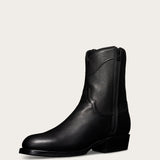 Black Leather Bastrop Slip On Zipper Western Cowboy Boots - AW24