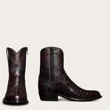 Brown Croc Print Leather Bastrop Slip On Zipper Western Cowboy Boots - AW24
