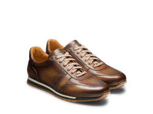 Tan Leather Tausor Lace Up Running Sneaker Shoes
