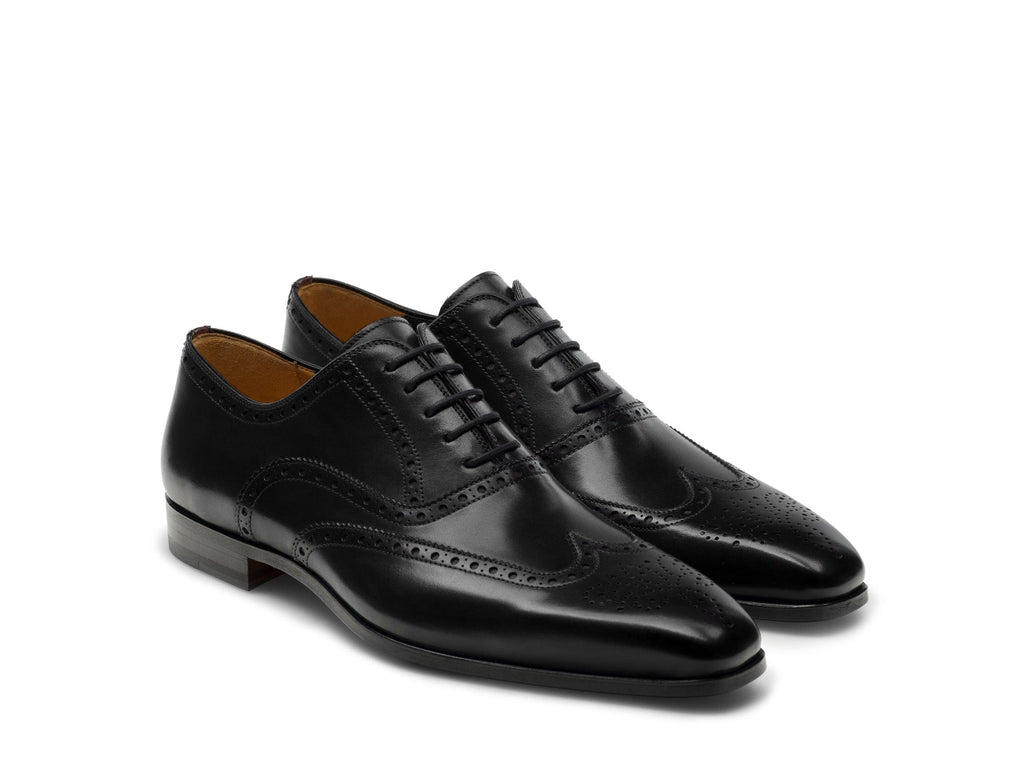 Black Leather Corvin Brogue Wingtip Oxfords