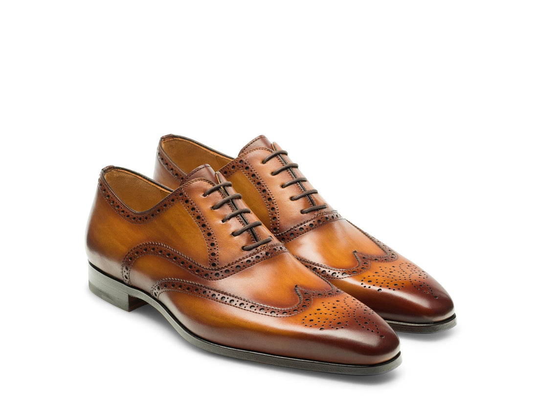 Tan Leather Simeon Lace Up Bogue Wingtip Oxfords