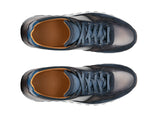 Navy Blue Suede and Grey Leather Nausori Lace Up Running Sneaker Shoes