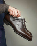 Height Increasing Brown Leather Camria Whole Cut Oxfords - Formal Shoes
