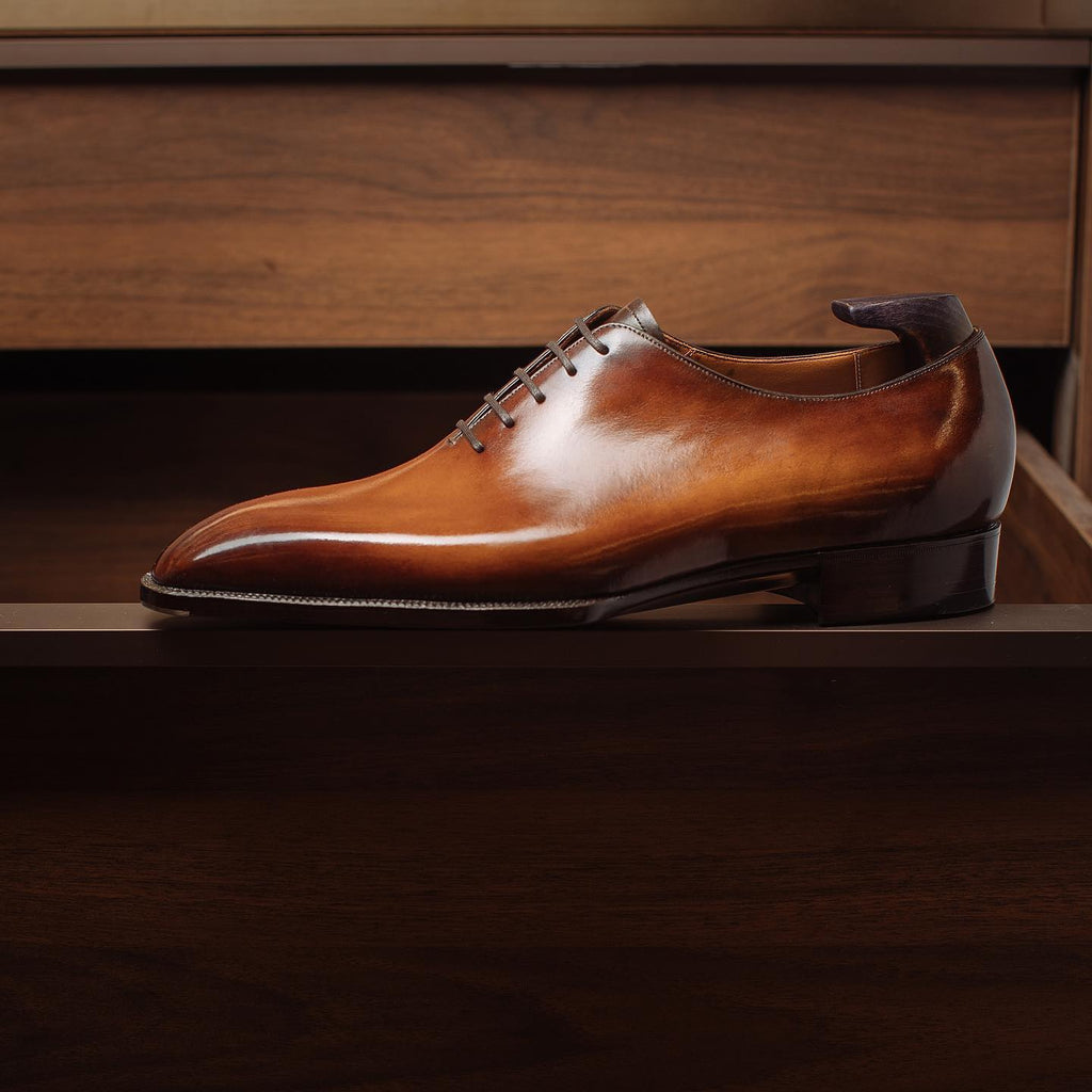 Tan Leather Sorano Whole Cut Lace Up Oxford Shoes 