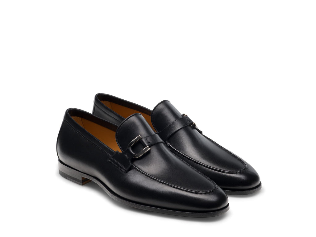 Black Leather Eudora Buckle Loafers