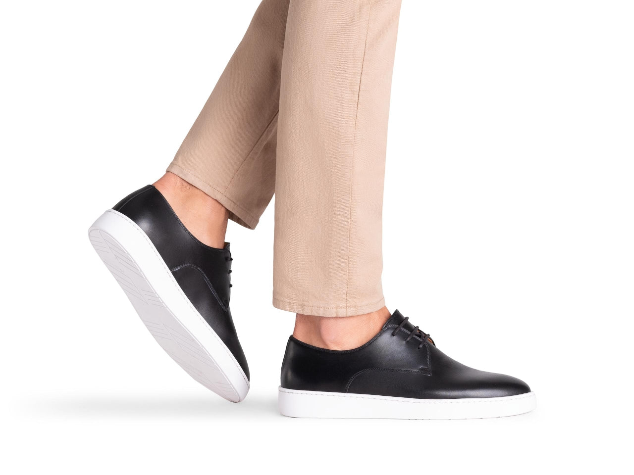 Black Leather Isadora Lace Up Derby Sneakers 