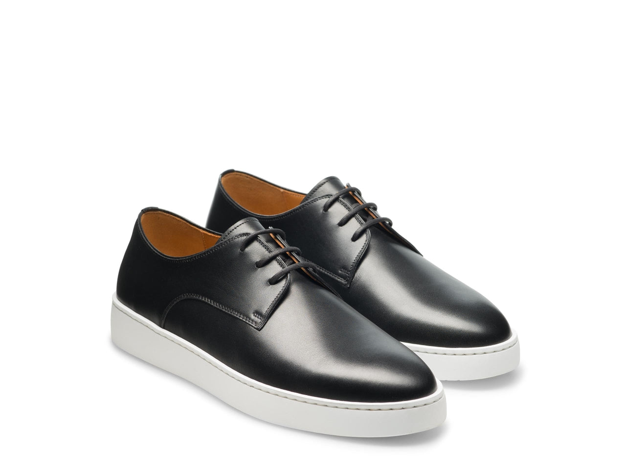 Black Leather Isadora Lace Up Derby Sneakers 