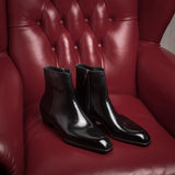 Black Leather Vasto Zipper Boots