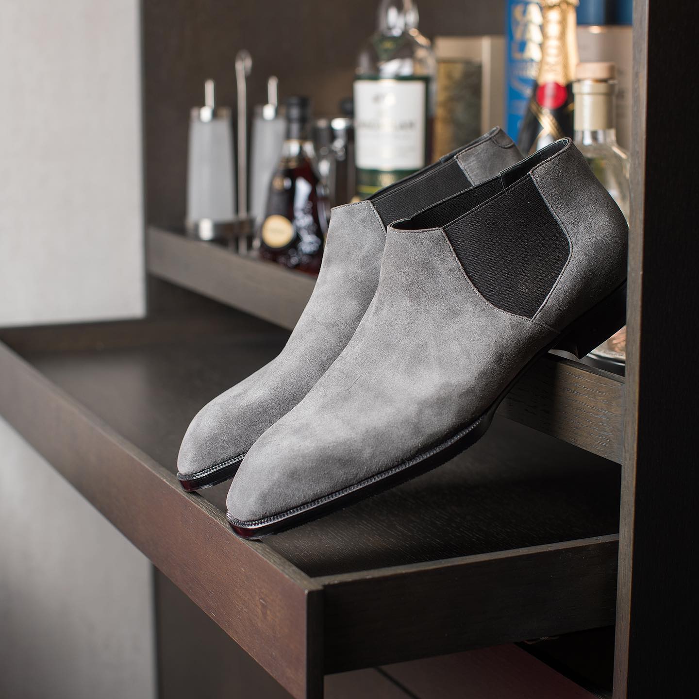Grey Suede Sylvia Chelsea Half Boots
