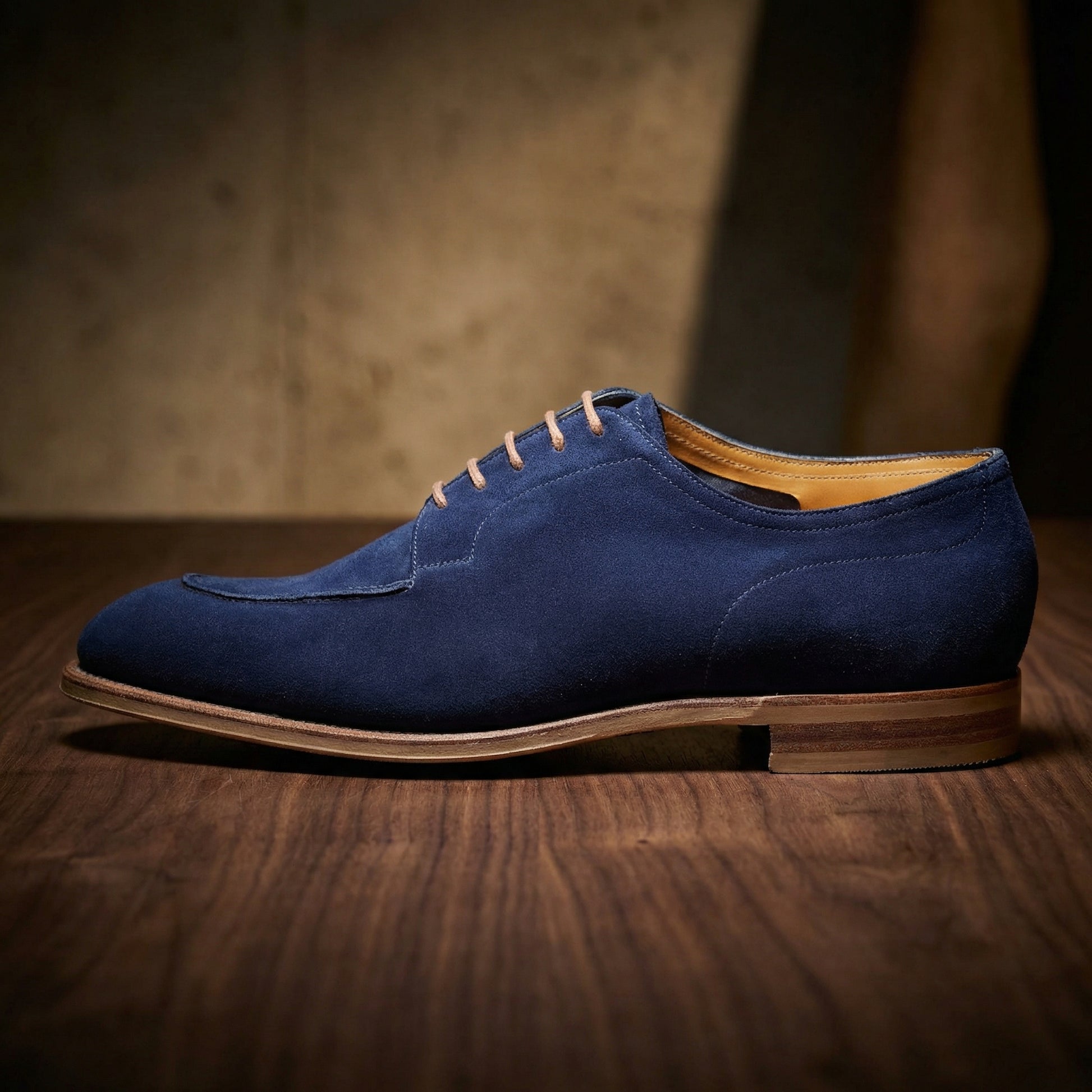 Navy Blue Suede Hamlet Derby Shoes