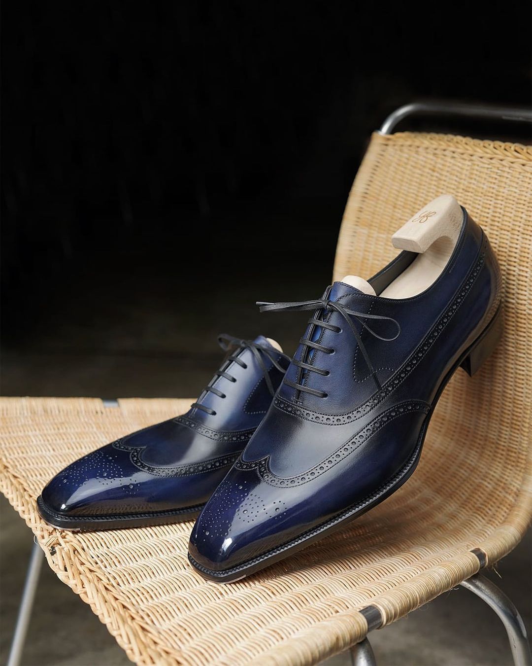 Navy Blue Kieran Leather Oxfords