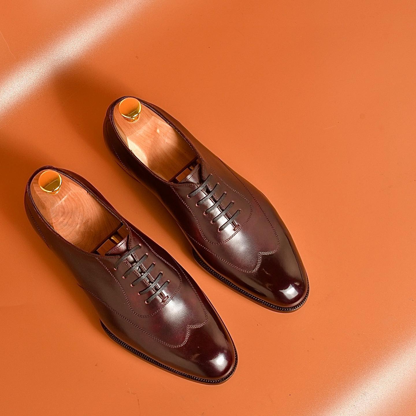 Brown Leather Bologna Wingtip Oxford Shoes