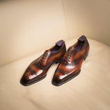 Tan Leather Girona Brogue Toe Cap Oxford Shoes