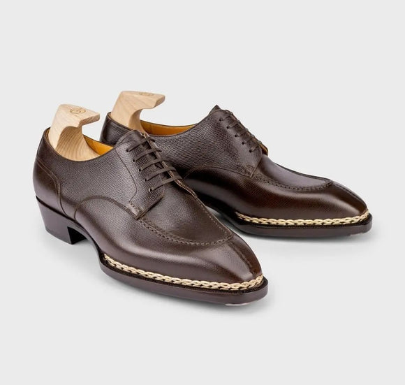 Norwegian Welted Brown Leather Calvi Lace Up Derby Shoes