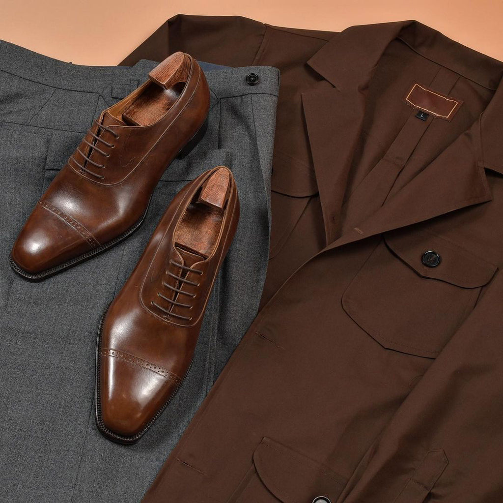 Brown Leather Zamora Brogue Toe Cap Oxford Shoes
