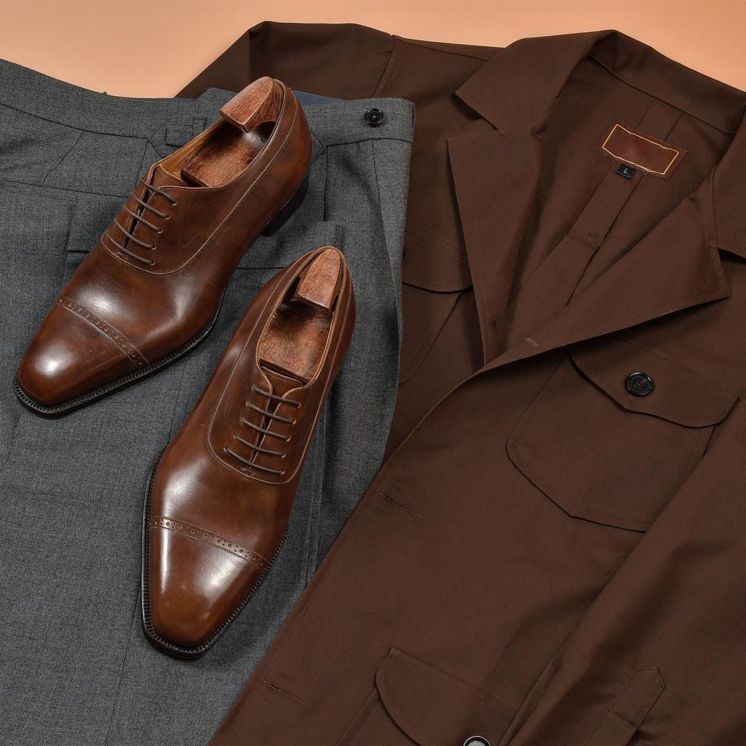 Brown Leather Zamora Brogue Toe Cap Oxford Shoes