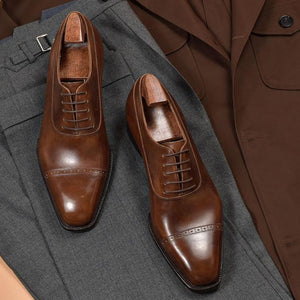 Brown Leather Zamora Brogue Toe Cap Oxford Shoes