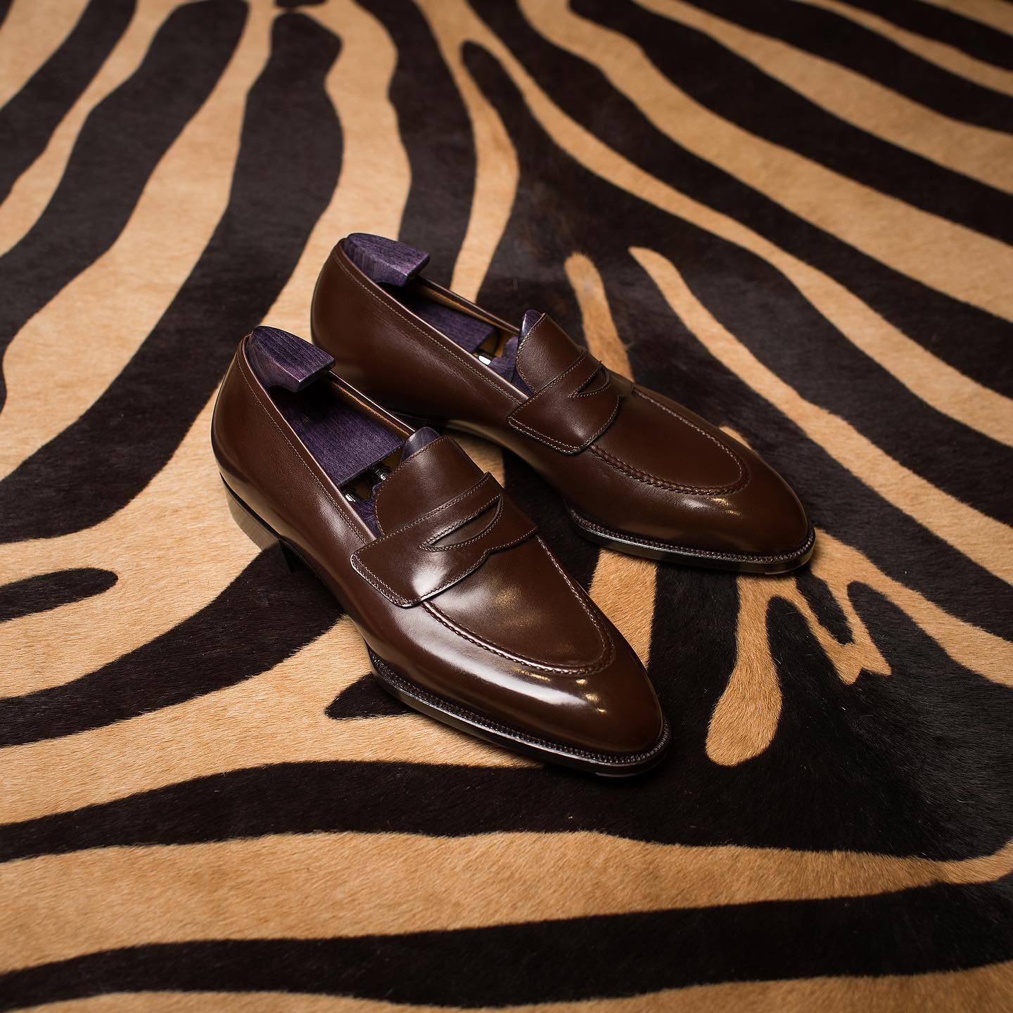 Brown Leather Tavira Slip On Penny Loafers 
