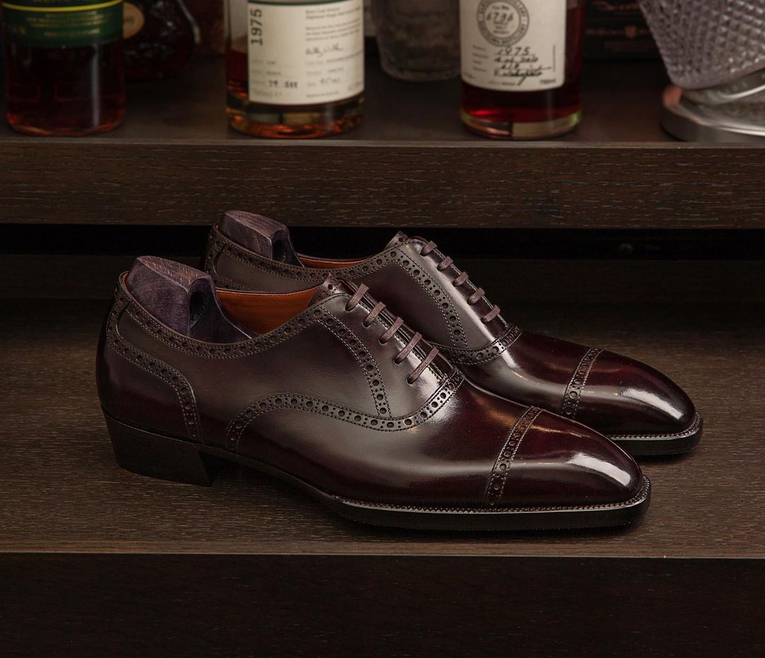 Brown Leather Odessa Brogue Toe Cap Oxford Shoes