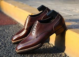 Norwegian Welted Burgundy Brown Leather Madeira Lace Up Derby Shoes