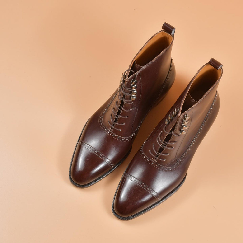 Brown Leather Barletta Lace Up Brogue Oxford Boots