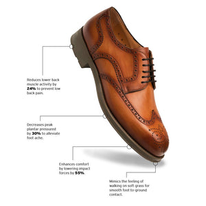 Tan Leather Beaumont Lace Up Brogue Wingtip Derby Shoes