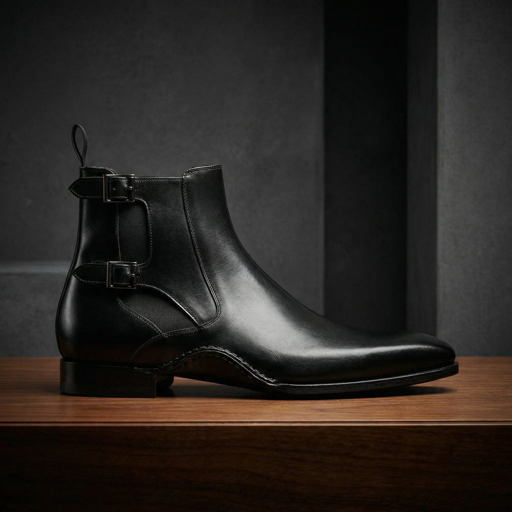 Black Leather Dubbow Chelsea Boots