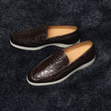 Brown Croc Print Leather Athena Yatch Loafers with White Soles - AW24