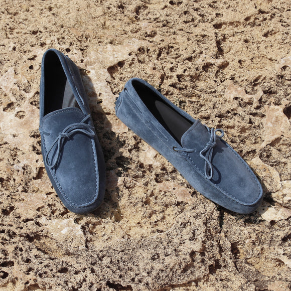 Steel Blue Suede Ophelia Driving Loafers