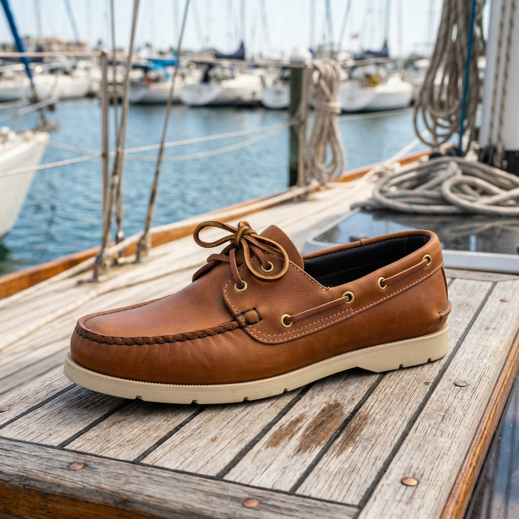 Luxury Edition - Artisian Made Tan Italian Leather Portofino Boat Shoes