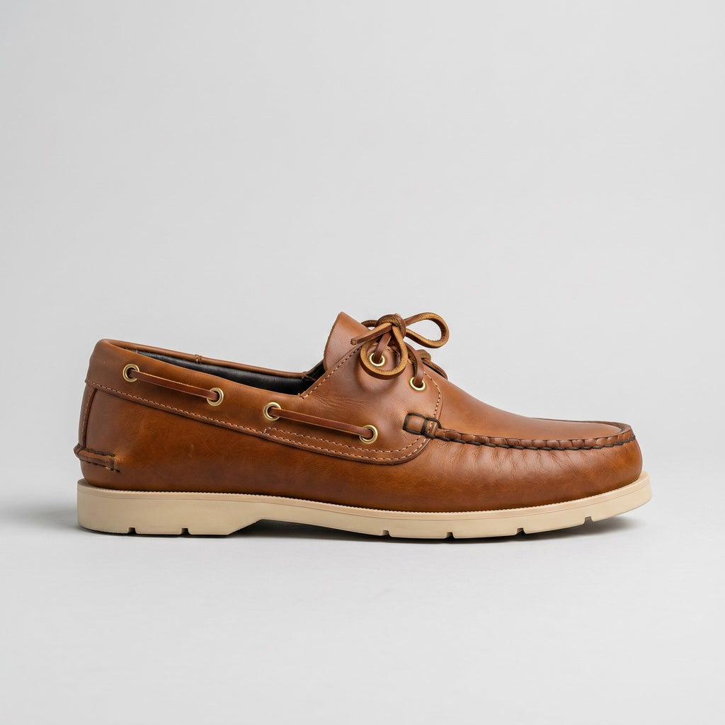 Luxury Edition - Artisian Made Tan Italian Leather Portofino Boat Shoes