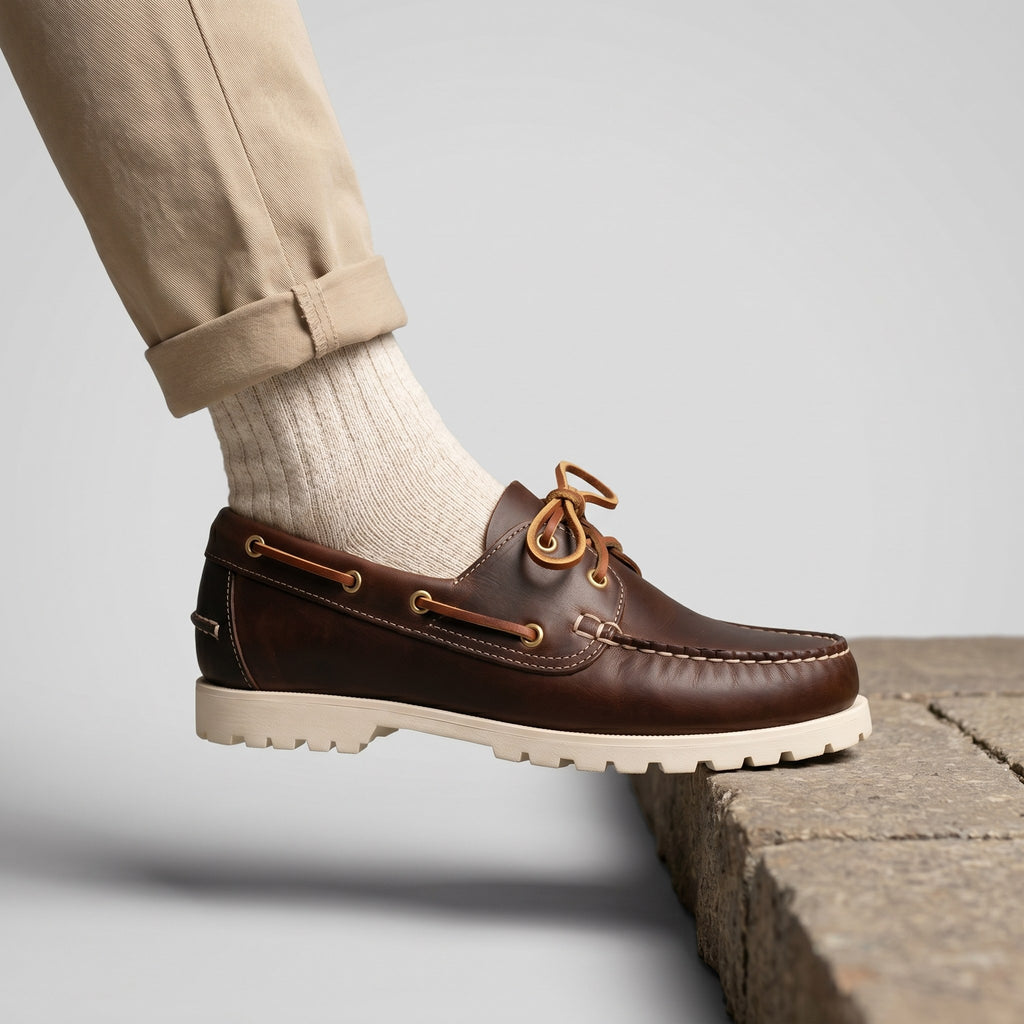 Luxury Edition - Artisian Made Brown Italian Leather Rapallo Boat Shoes