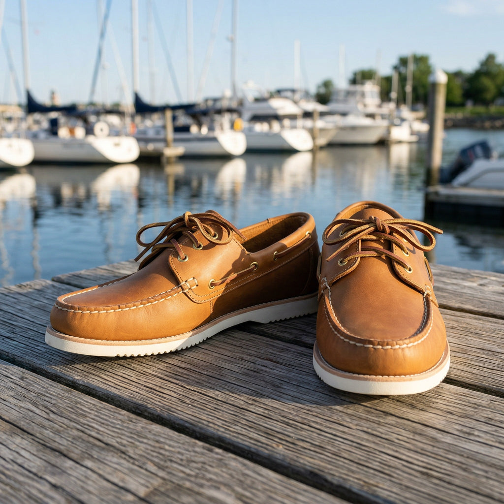 Luxury Edition - Artisian Made Tan Italian Leather Positano Boat Shoes