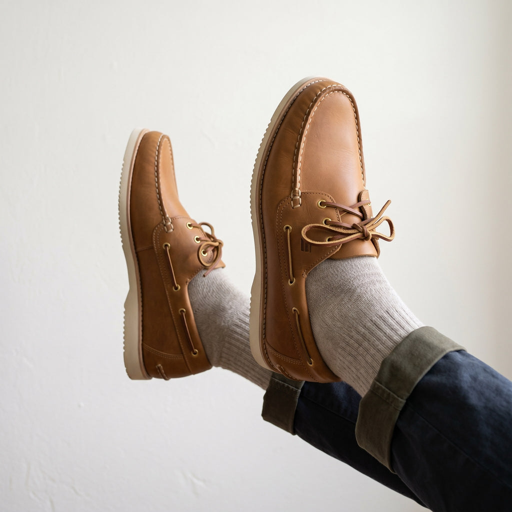Luxury Edition - Artisian Made Tan Italian Leather Positano Boat Shoes