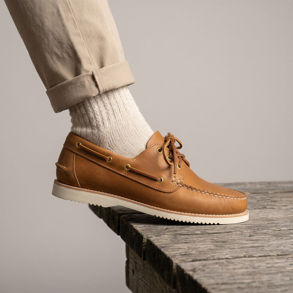 Luxury Edition - Artisian Made Tan Italian Leather Positano Boat Shoes