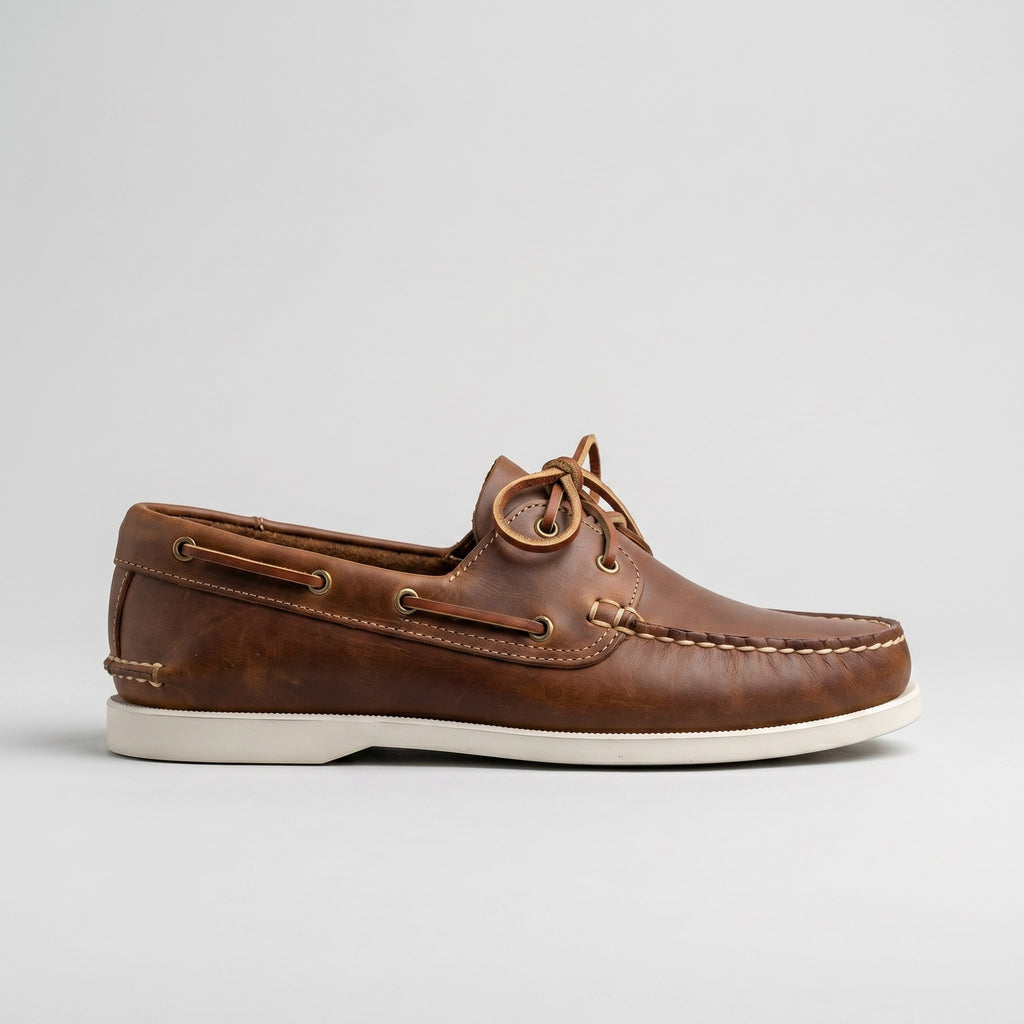 Luxury Edition - Artisian Made Brown Italian Leather Capri Boat Shoes