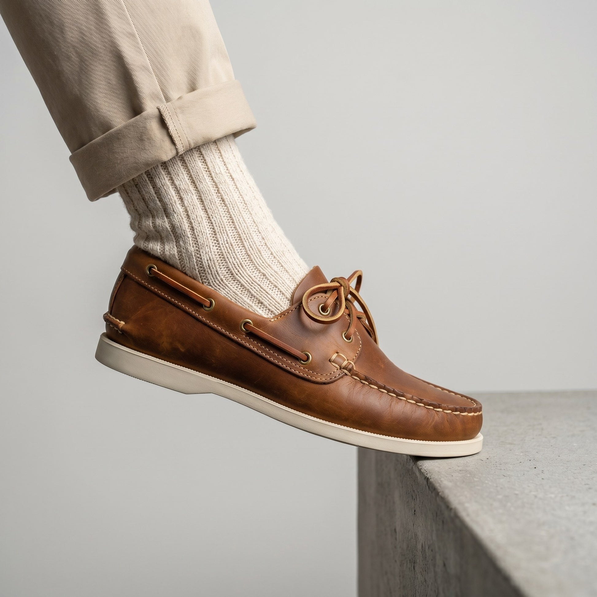 Luxury Edition - Artisian Made Brown Italian Leather Capri Boat Shoes