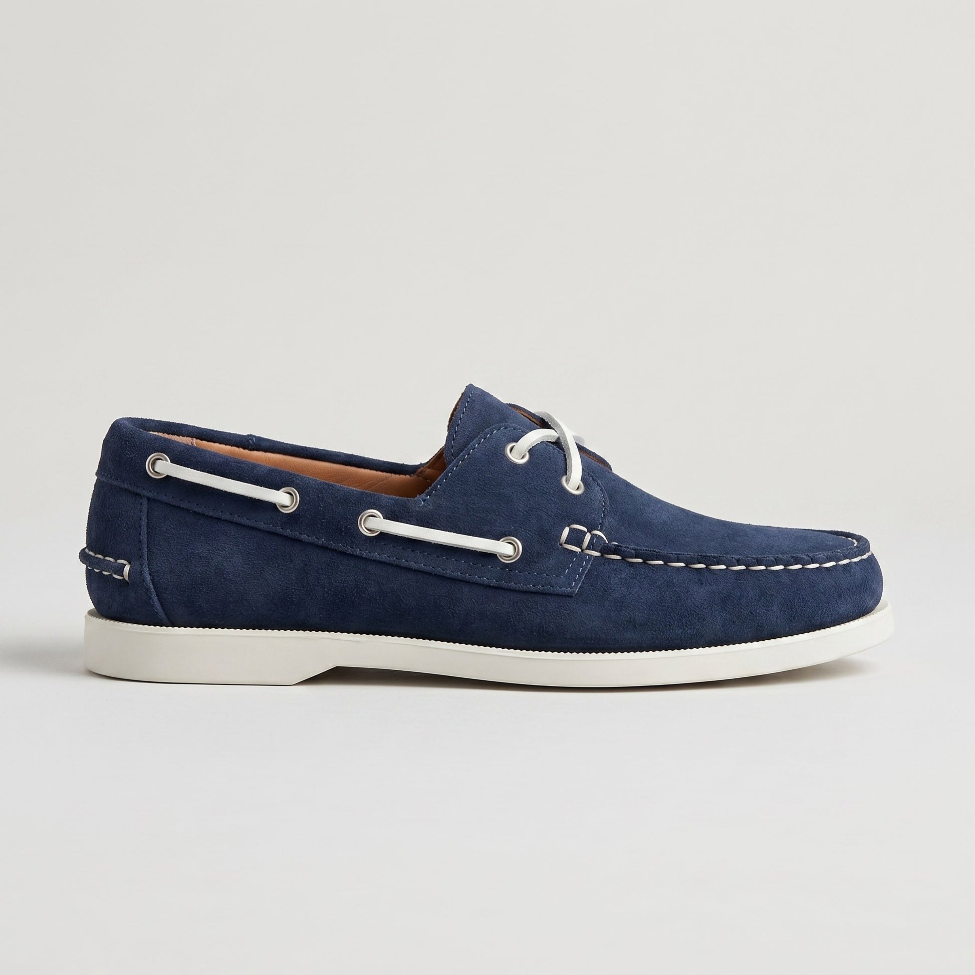 Luxury Edition - Artisian Made Blue Italian Suede Salerno Boat Shoes