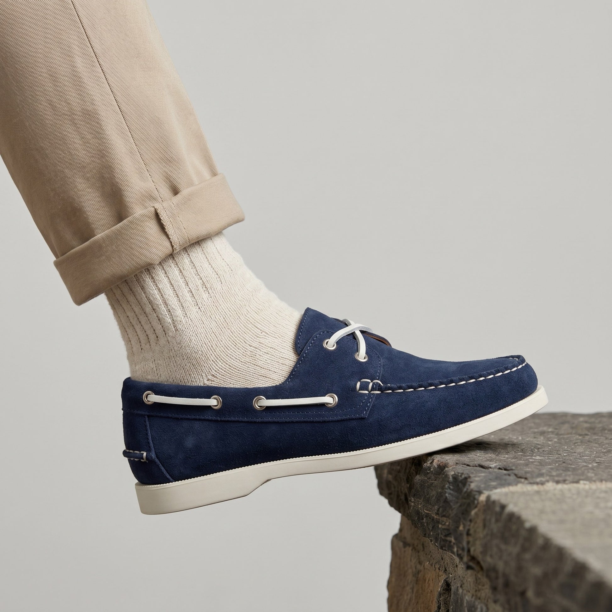 Luxury Edition - Artisian Made Blue Italian Suede Salerno Boat Shoes