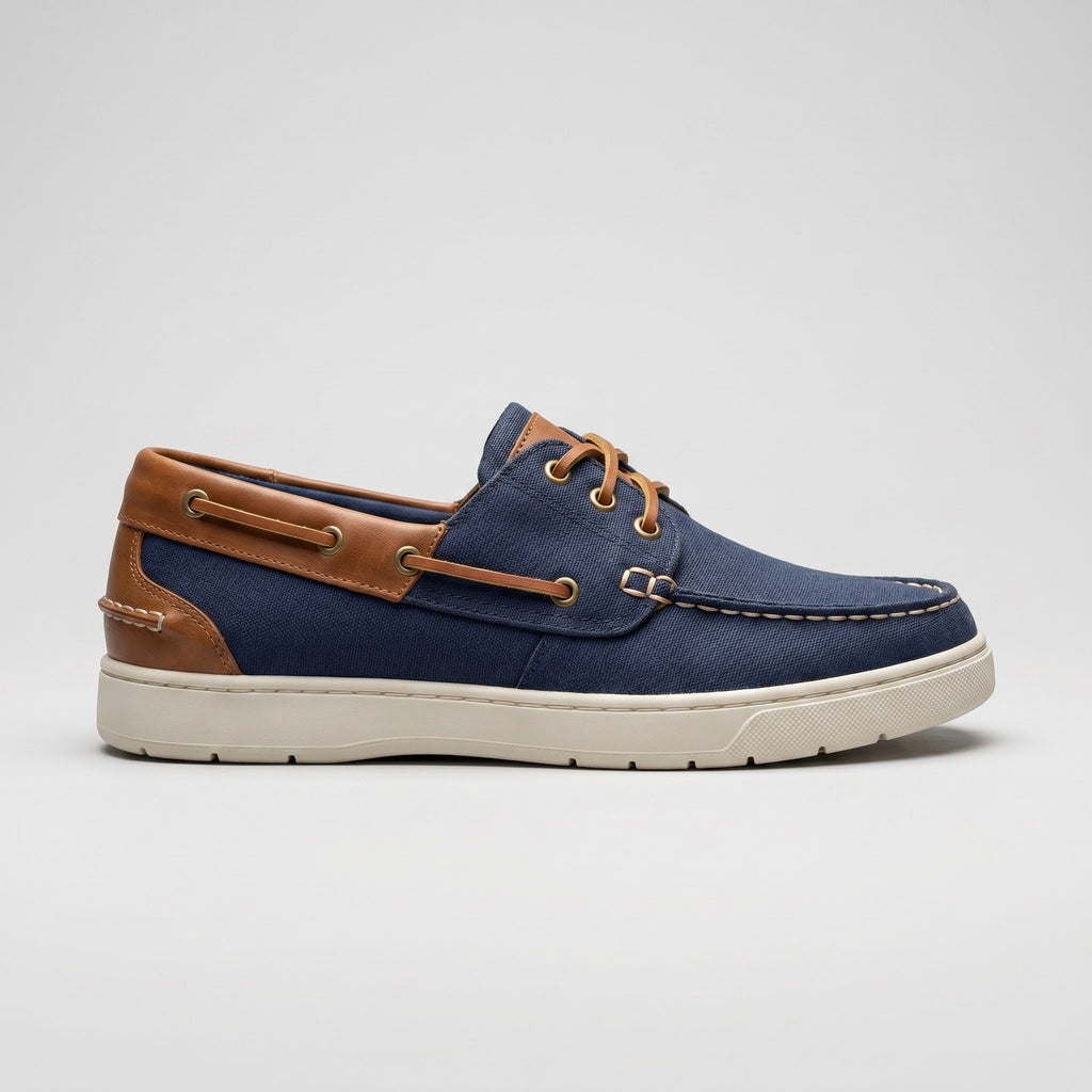 Luxury Edition - Artisian Made Blue Italian Leather Brindisi Two Tone Boat Shoes
