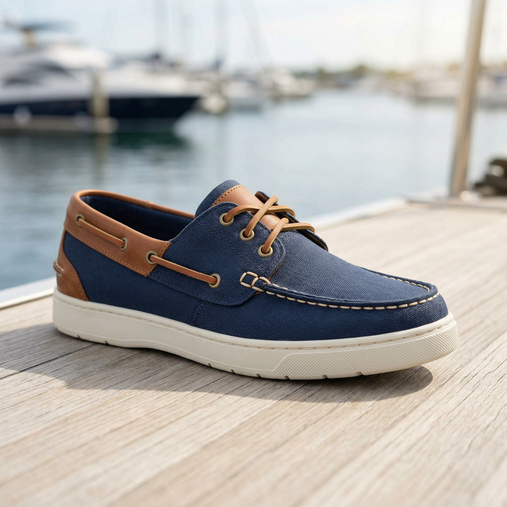 Luxury Edition - Artisian Made Blue Italian Leather Brindisi Two Tone Boat Shoes