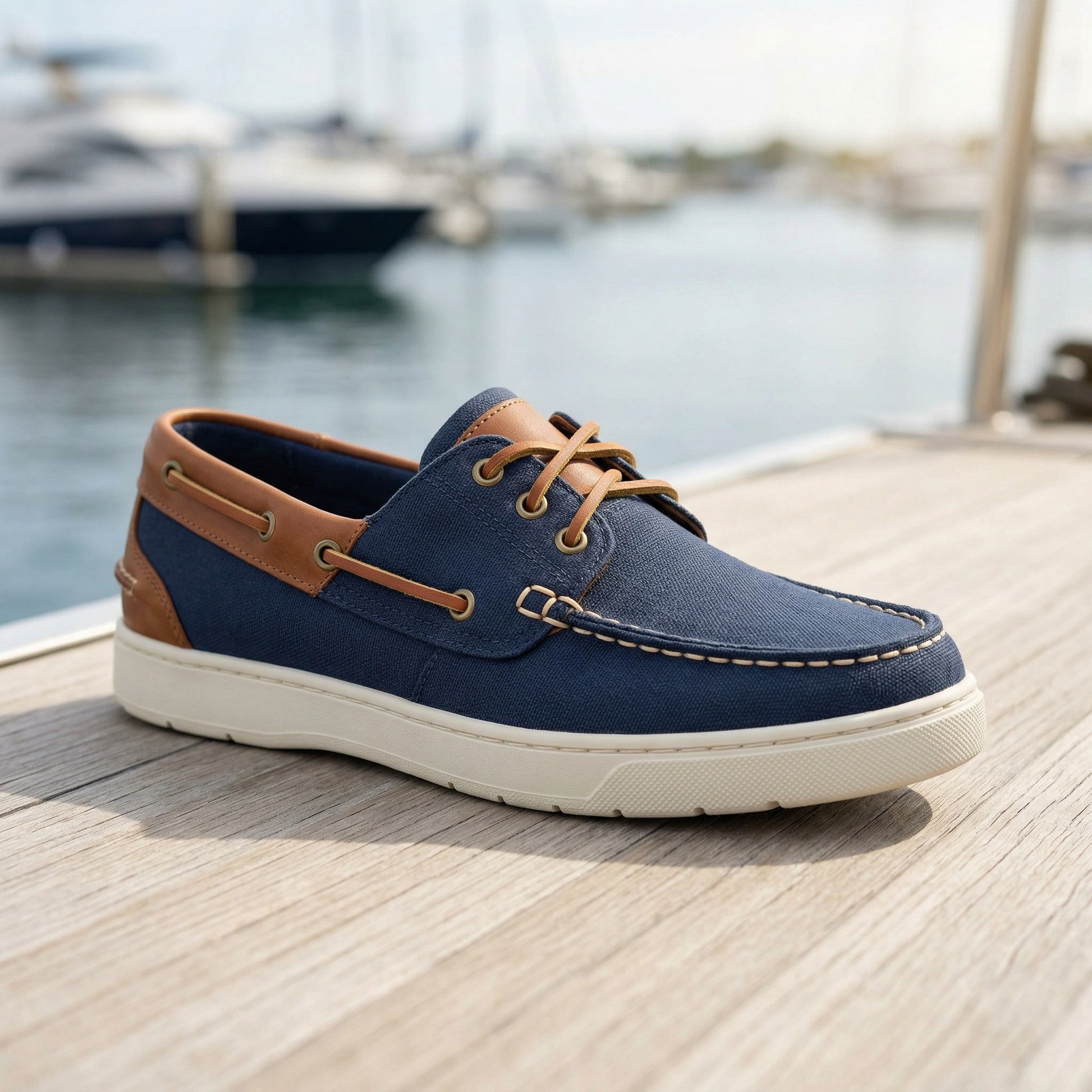 Luxury Edition - Artisian Made Blue Italian Leather Brindisi Two Tone Boat Shoes