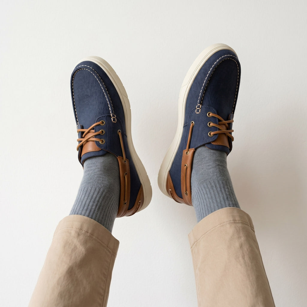 Luxury Edition - Artisian Made Blue Italian Leather Brindisi Two Tone Boat Shoes